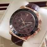 Fake Rolex Daytona Watch Rose Gold Brown Strap